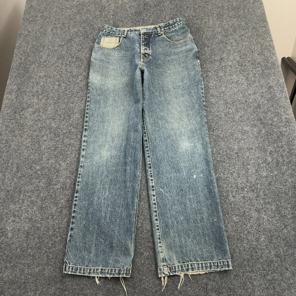 Vintage Oakley Jeans Mens 34 Blue Cotton Baggy Wide Leg Distressed Skater Y2K